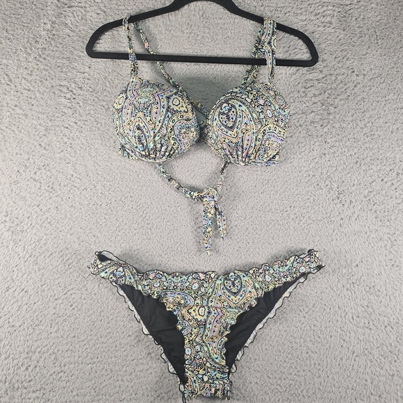 Victoria's Secret Other - Victoria Secret Bikini Swimwear Sz L/34 D Paisley Underwire Beachy Coastal Boho